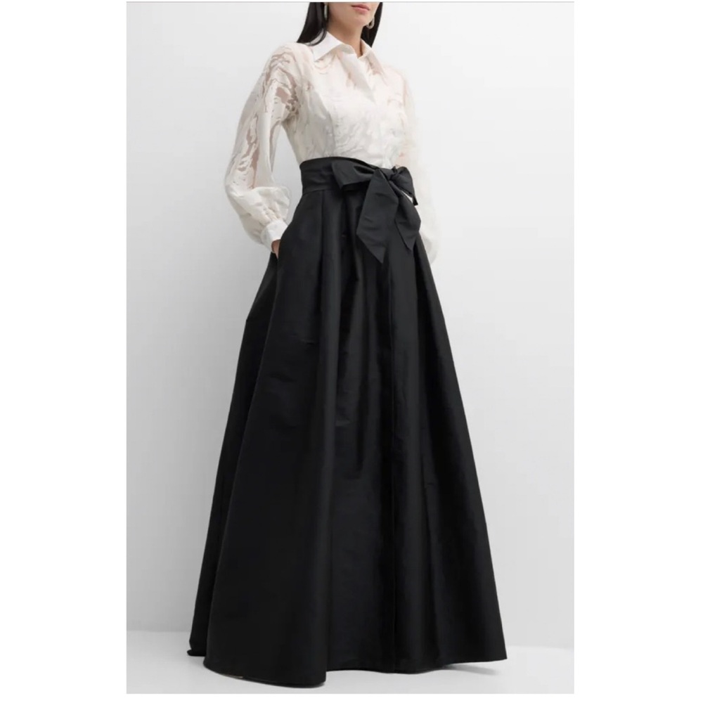 Rickie Freeman for Teri Jon Two-Tone Burnout Shirt Gown